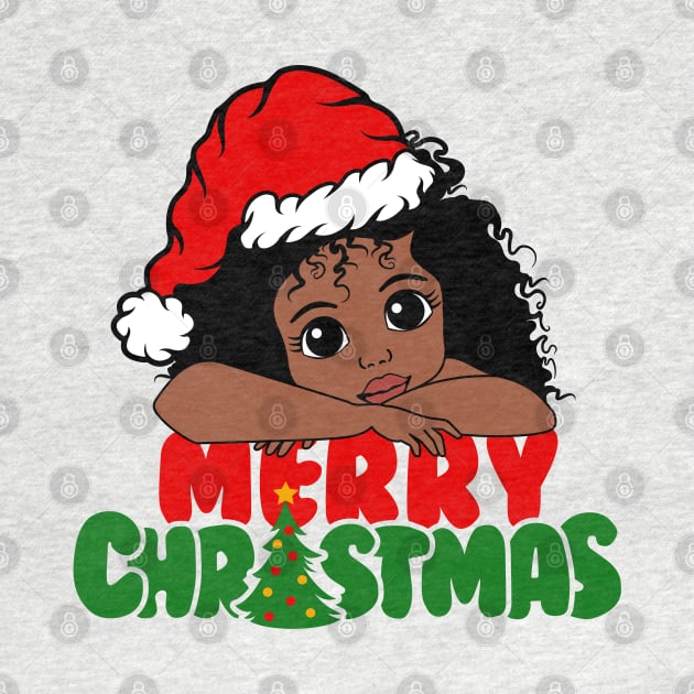 American African Christmas Santa Cute Natural Hair Afro Xmas by Printofi.com